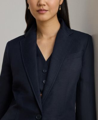 Women's Single-Button Notch Lapel Twill Blazer
