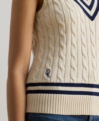 Women's Cable-Knit Cricket V-Neck Sweater Vest