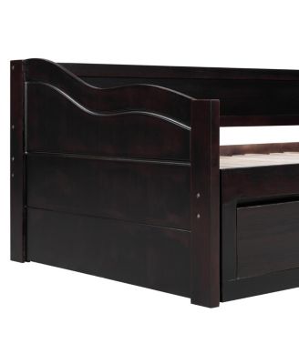 Streamdale Wooden Daybed with Trundle & 2 Storage Drawers, Extendable Sofa Bed