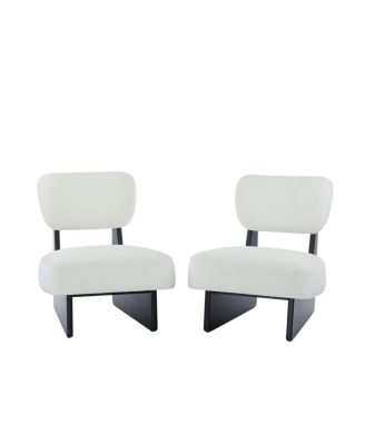 Streamdale Set of 2 Modern Beige Lounge Chair with Polyester Upholstery & Wood Base