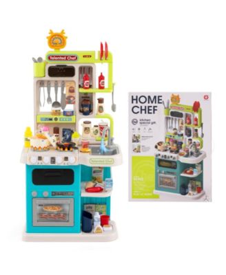 Pretend Play Kitchen Set for Kids with Lights and Sound Effects