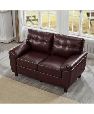 59" Modern Faux Leather Loveseat Sofa with Storage, Big Armrest