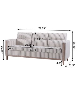Comfortable Solid Wood Three-Seater Sofa with Soft Cushions