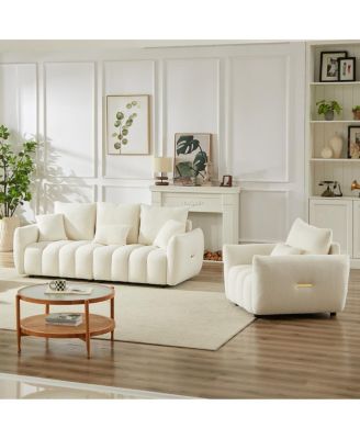 3 Seater + 1 Seater Combo Sofa, Modern Living Room, Teddy Sofa, Wooden Frame