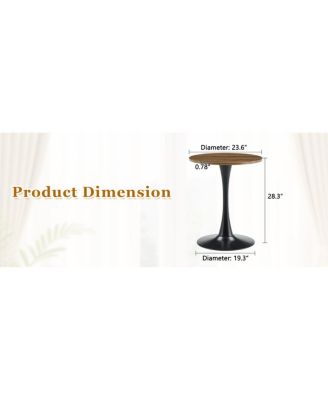 Streamdale Round Dining Table, 23.6" Tulip Table with Thickened Top & Metal Pedestal