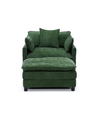 Modern Accent Chair with Ottoman, Chenille