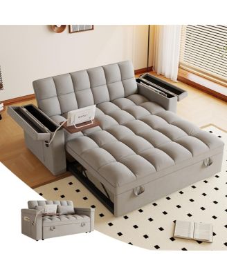 Streamdale 65-inch 3-in-1 Foldable Sofa Bed with Table, Storage Armrests & Adjustable Back