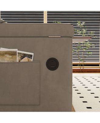 Streamdale 65-inch 3-in-1 Foldable Sofa Bed with Table, Storage Armrests & Adjustable Back