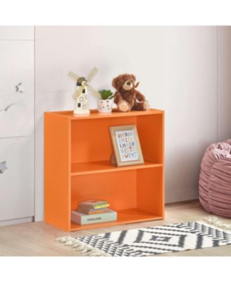 Wood 2-Tier Shelf Bookcase Storage Organizer