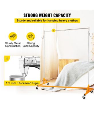 Z Rack, Adjustable Height Rolling Z Garment Rack, Sturdy Steel Z Base Clothing Rack with Lockable Casters for Home and Garment Store