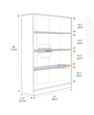 4-Tier Open Storage Shelf, Modern Wood Bookshelf, Wide Bookcase with Adjustable Shelves for Living Room, Home Office and Library