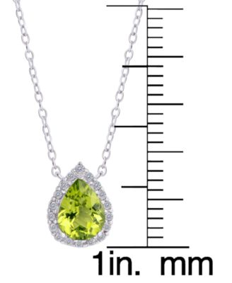 2-Pc. Genuine Peridot (1.80 ct. t.w.) and White Topaz (0.36 ct. t.w.) Pear Pendant Necklace and Stud Earrings Set in Sterling Silver