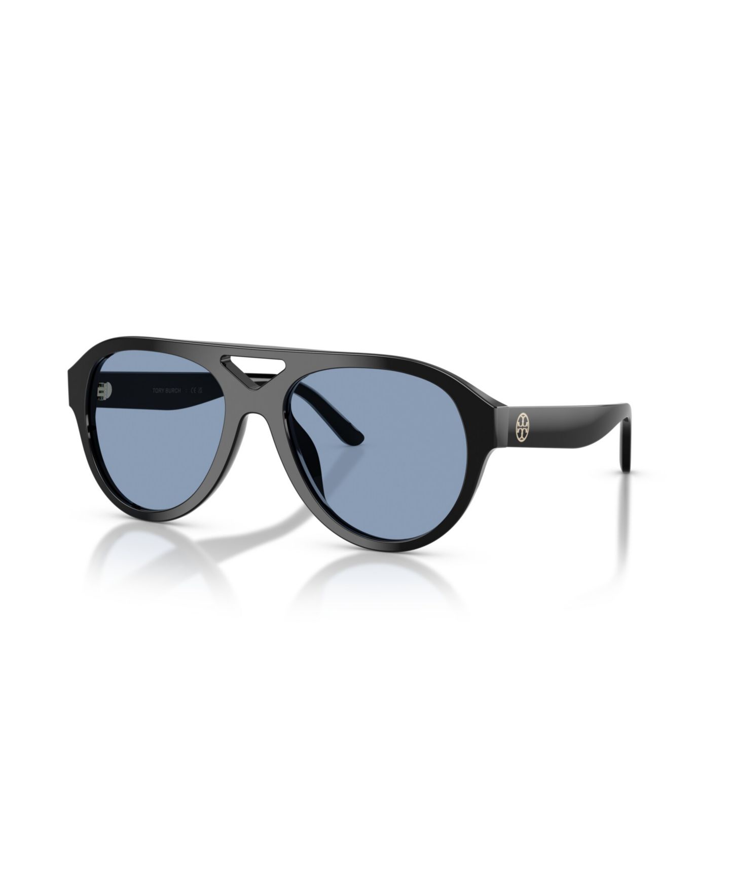 Женские солнцезащитные очки Tory Burch Pilot Sunglasses, TY7233U, цвет: Чёрный — фото 1