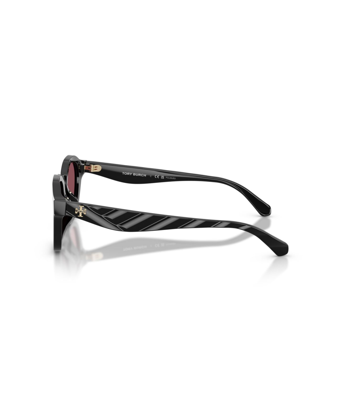 Женские солнцезащитные очки Tory Burch Round Polarized Sunglasses, TY7235D, цвет: Чёрный — фото 3