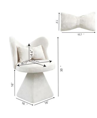 Elegant Chenille Velvet Armless Accent Chair with 360° Rotation