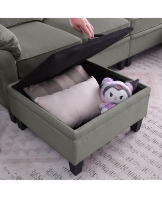 102" linen modular L-shaped cloud sofa with storage