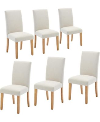 Chairs Set of, Modern Fabric Upholstered Ergonomic Chairs with Curved Backrest, Heavy-Duty Wood Legs for Dining Room Kitchen.