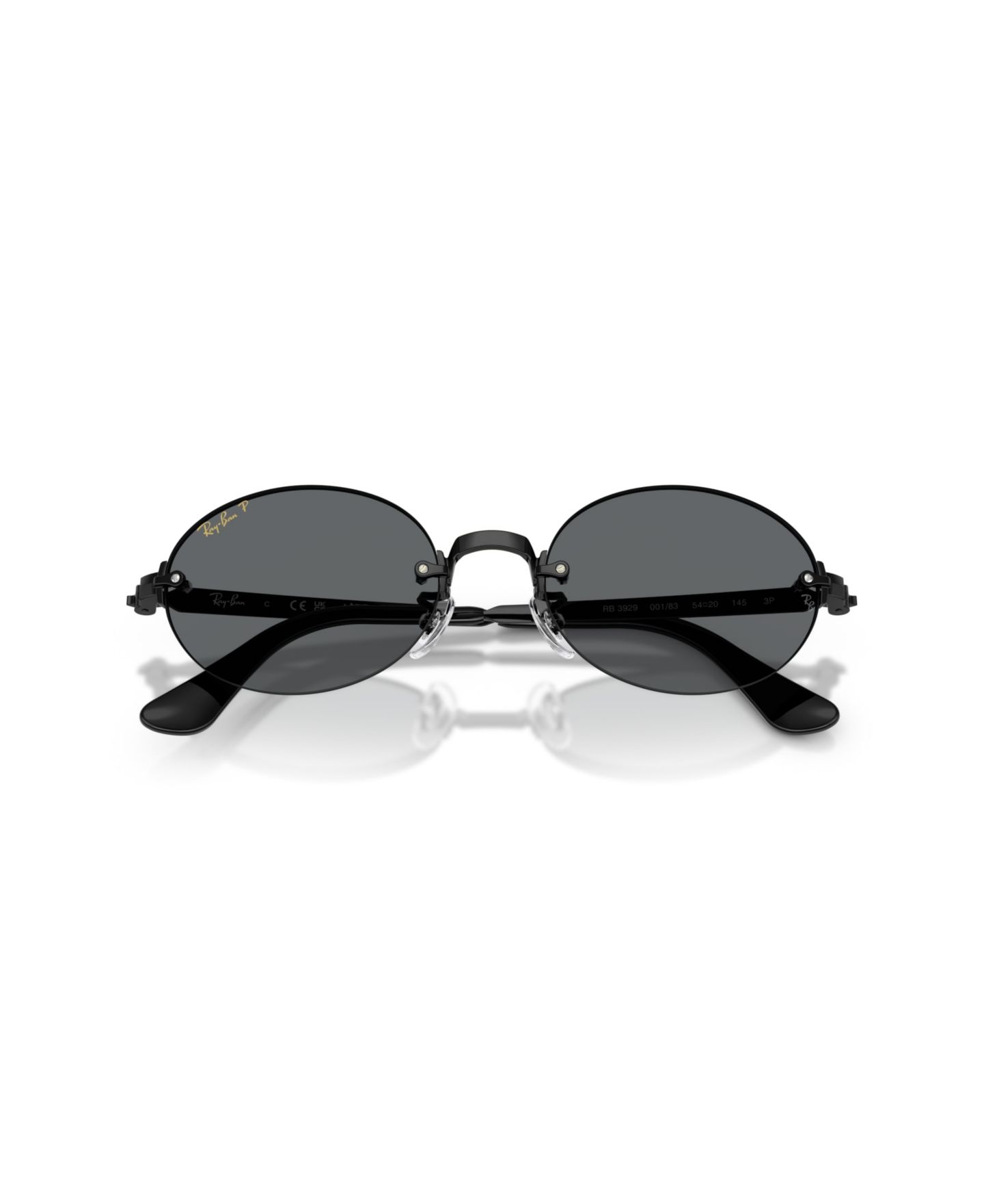 Солнцезащитные очки Ray-Ban Unisex Oval Polarized Sunglasses, RB3929, цвет: Чёрный — фото 5