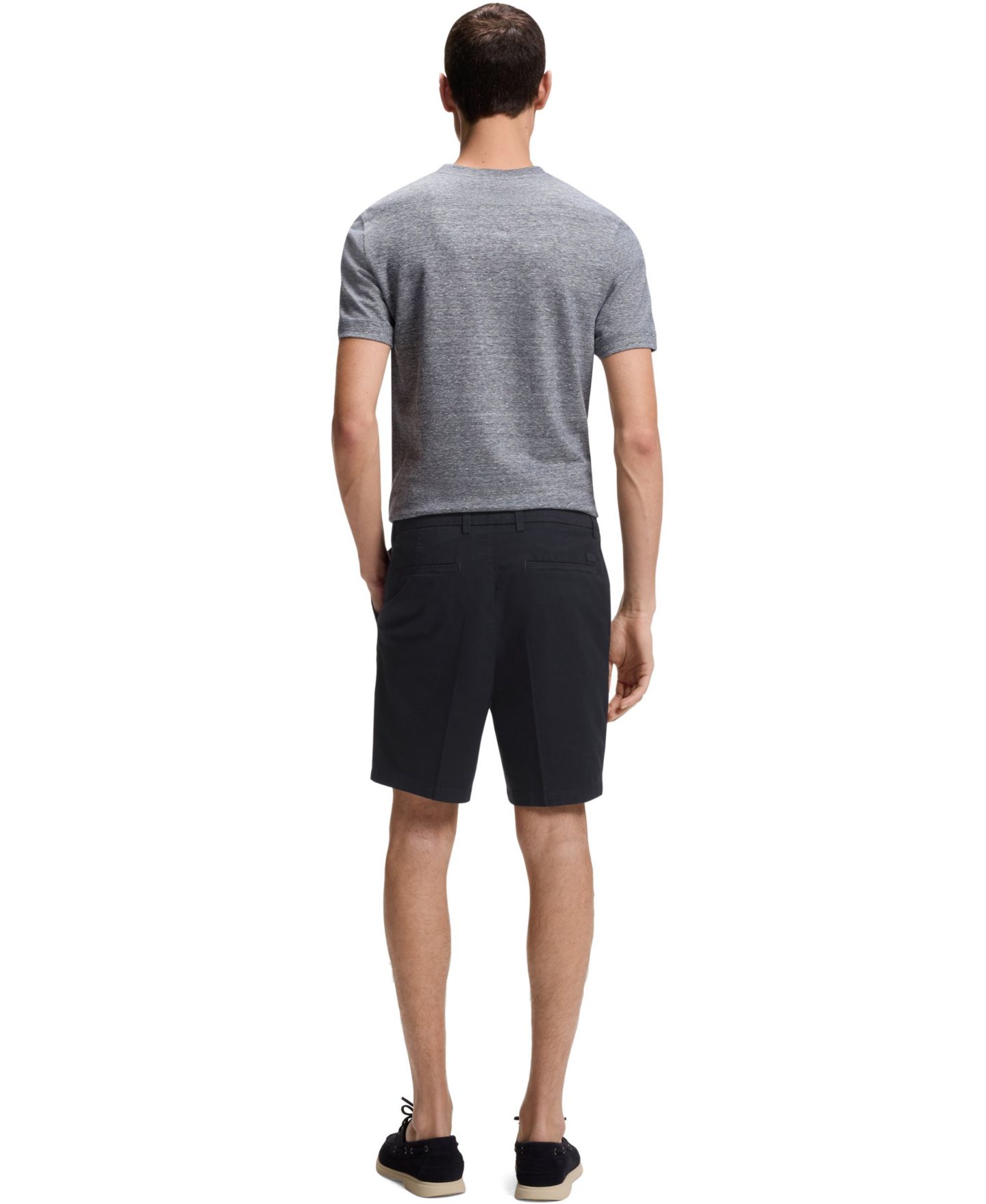 Мужские шорты Hugo Boss Stretch-Cotton Twill Modern-Fit 8" Shorts, цвет: Тёмный синий — фото 3