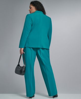 Plus Size Collarless One Button Jacket