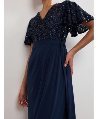 Women's Janessa Sequin Wrap Maxi Dress