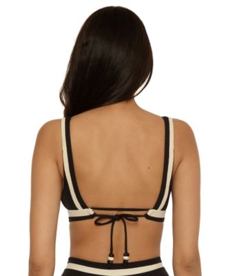 Women's Coast Line Fine Rib Color-Block Swim Top