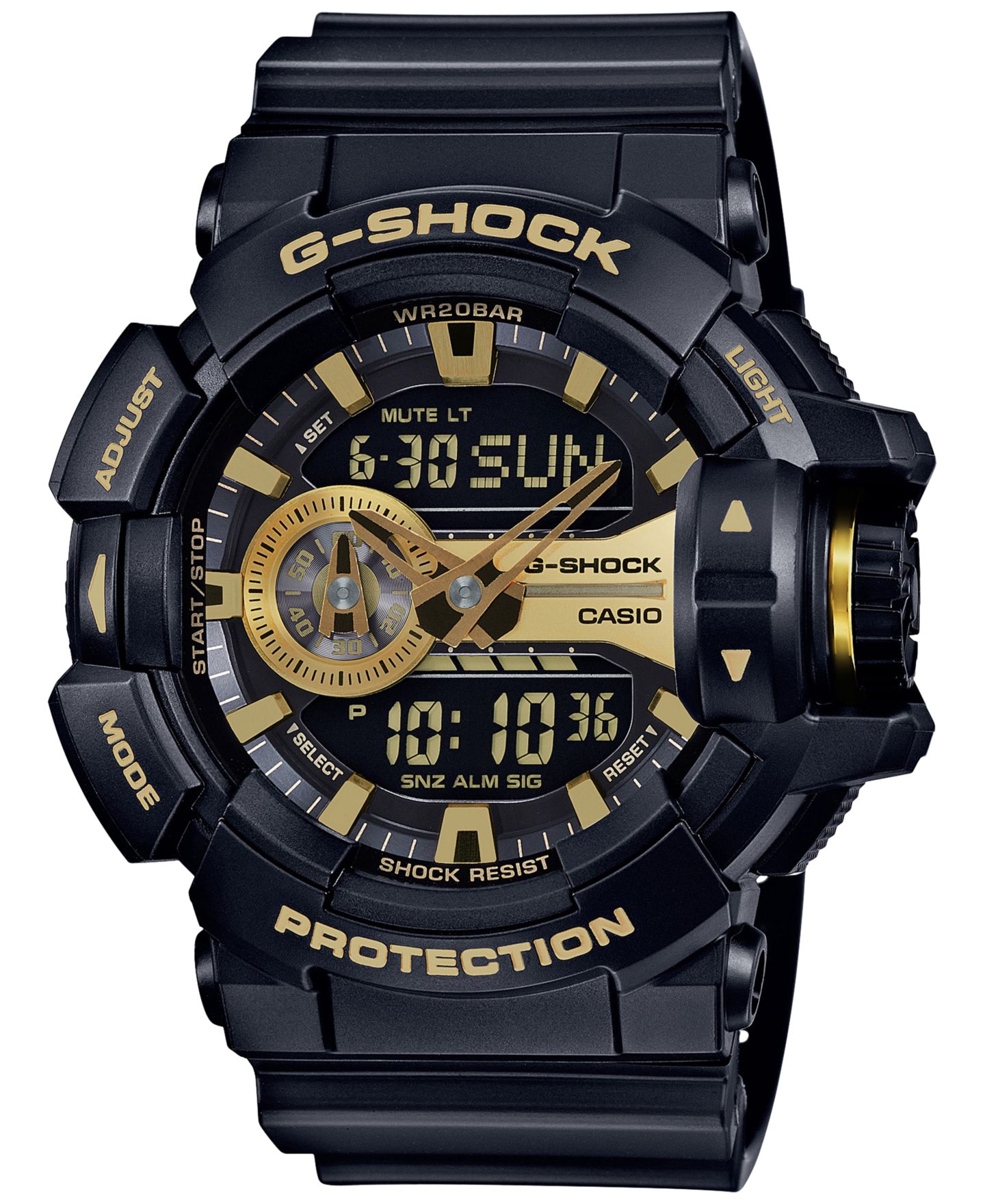 Мужские часы G-Shock Analog-Digital Chronograph Black Resin Strap Watch 55x52mm GA400GB-1A9 — фото 1