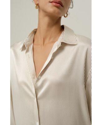 Women's Silk Charmeuse Pinstripe Shirt
