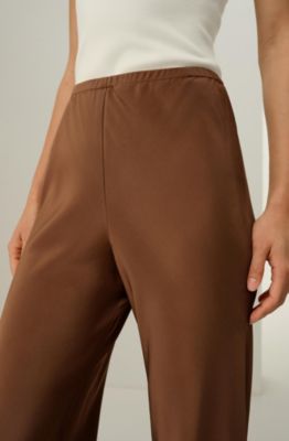 Women's Bias Cut Straight Leg Silk Pants