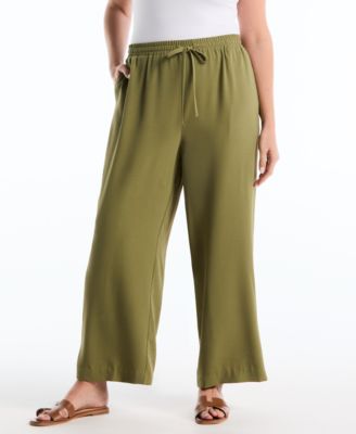 Plus Size Drawstring Wide-Leg Pants