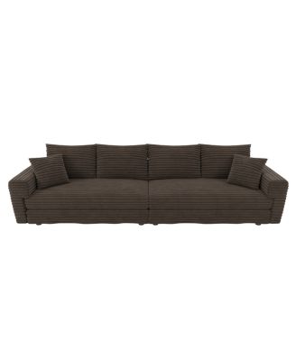  Plush Corduroy 4-Seat Sofa, Modern Comfy Upholstered Cloud Couch with Pillows & Ottomans.