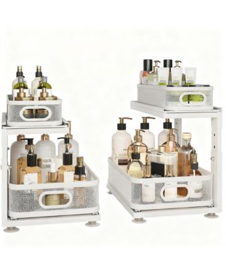 2-Tier Under Cabinet Organizer with Ball-Bearing Slides for Easy Access & Adjustable Height