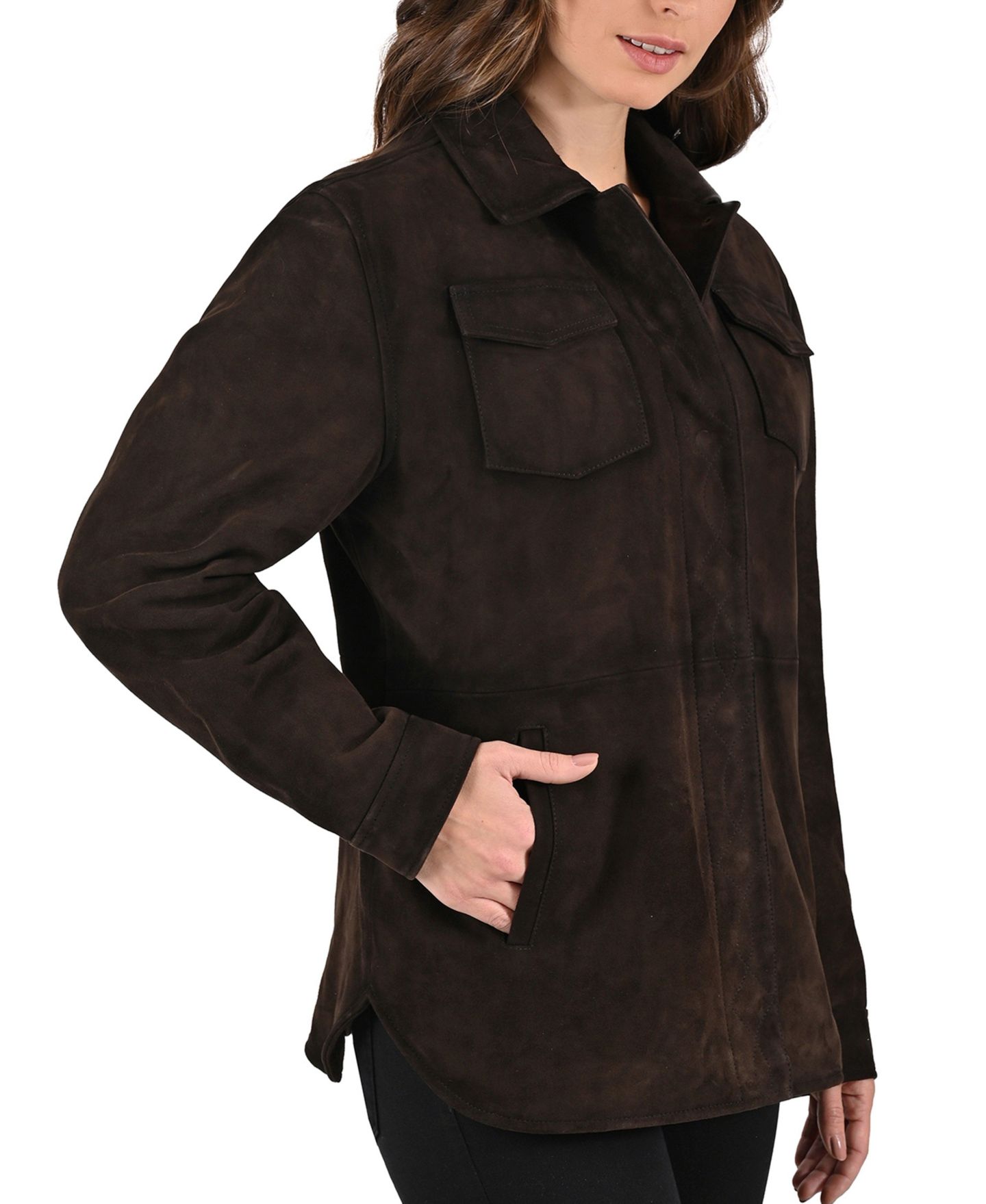 Женская куртка Frye Women s Goat Suede, цвет: Тёмный коричневый — фото 2