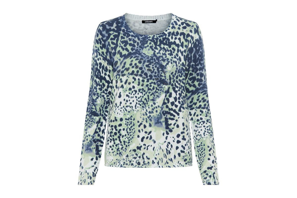 Olsen Women's Animal Print Camo Sweater