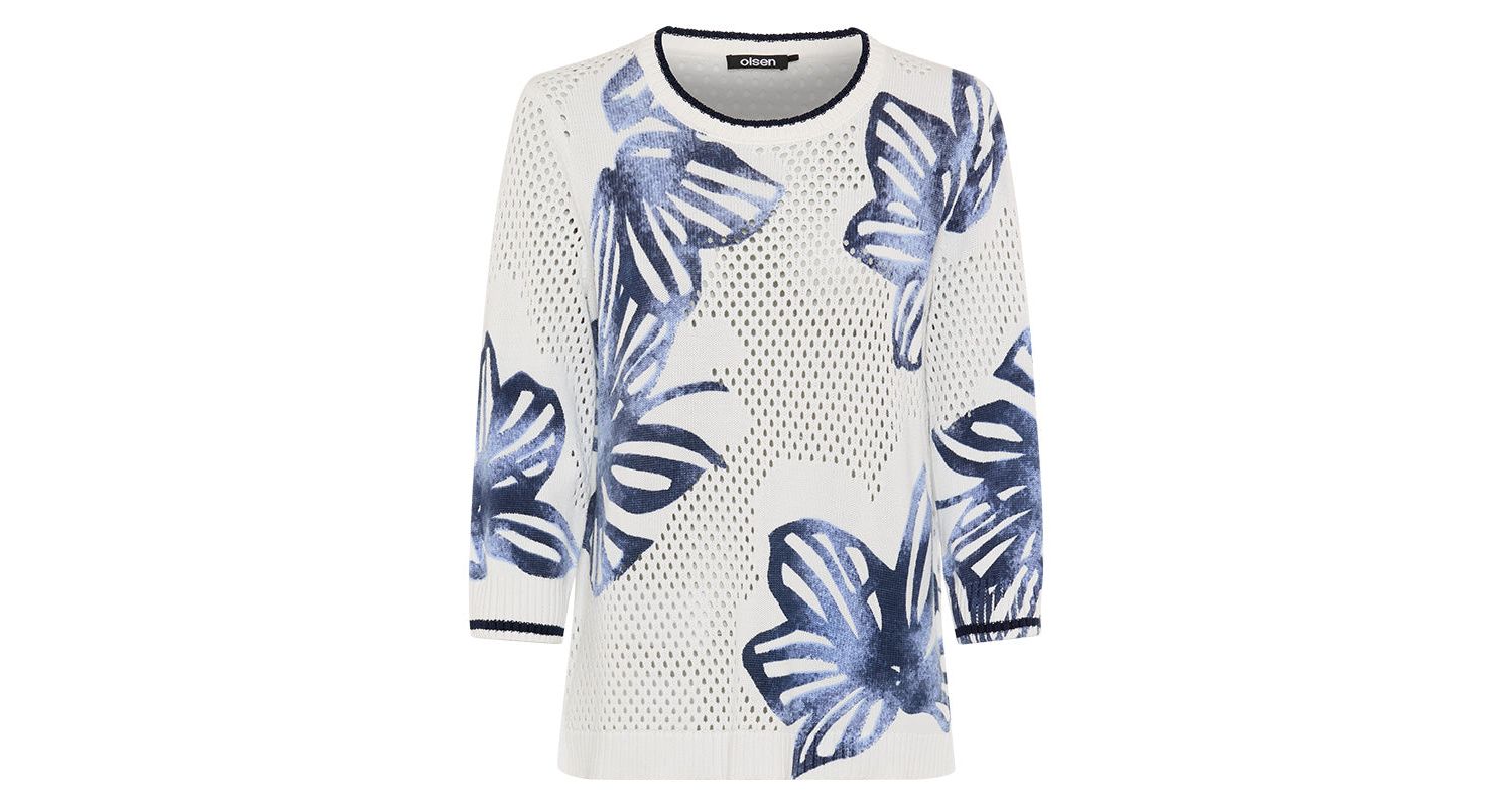 Women's Floral Ajour Knit Sweater