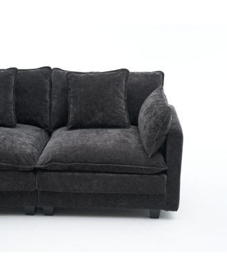 3-Seat Storage Ottoman Sectional Couch, L-Shaped Bench with Footrest