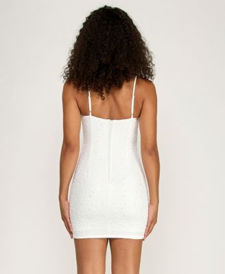 Juniors' Spaghetti Strap Sweetheart Neck Short Dress