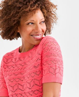 Petite Short-Sleeve Crewneck Sweater