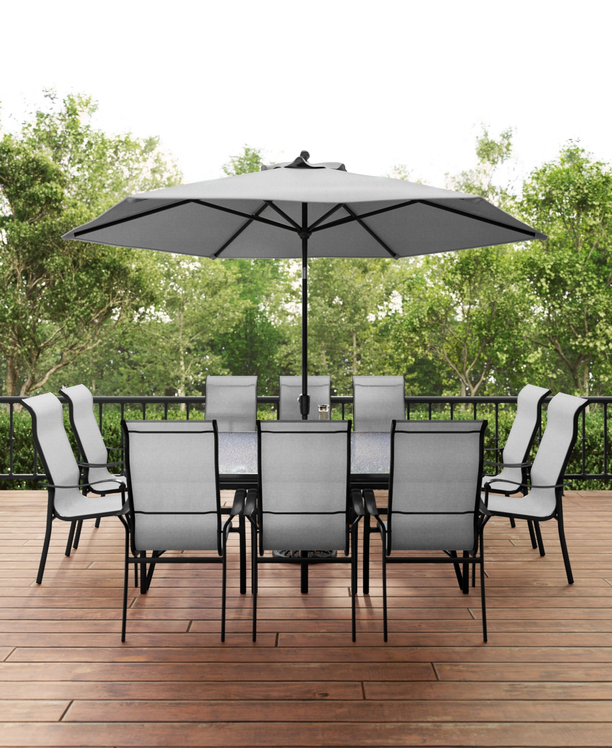 Agio Oasis 11-Pc. Aluminum Rust-Proof Outdoor Dining Set, Created for Macy's