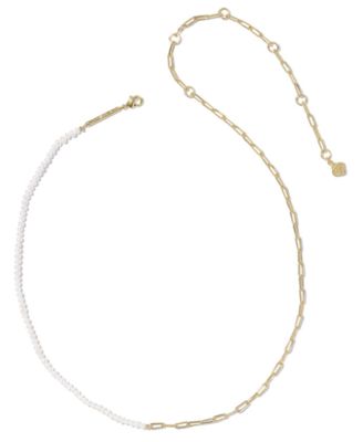 Freshwater Cultured Pearl in 14k Gold Over Brass Markie Half Chain Necklace