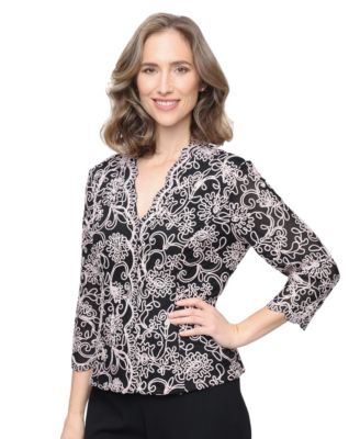 Women's 3/4-Sleeve Embroidered Top