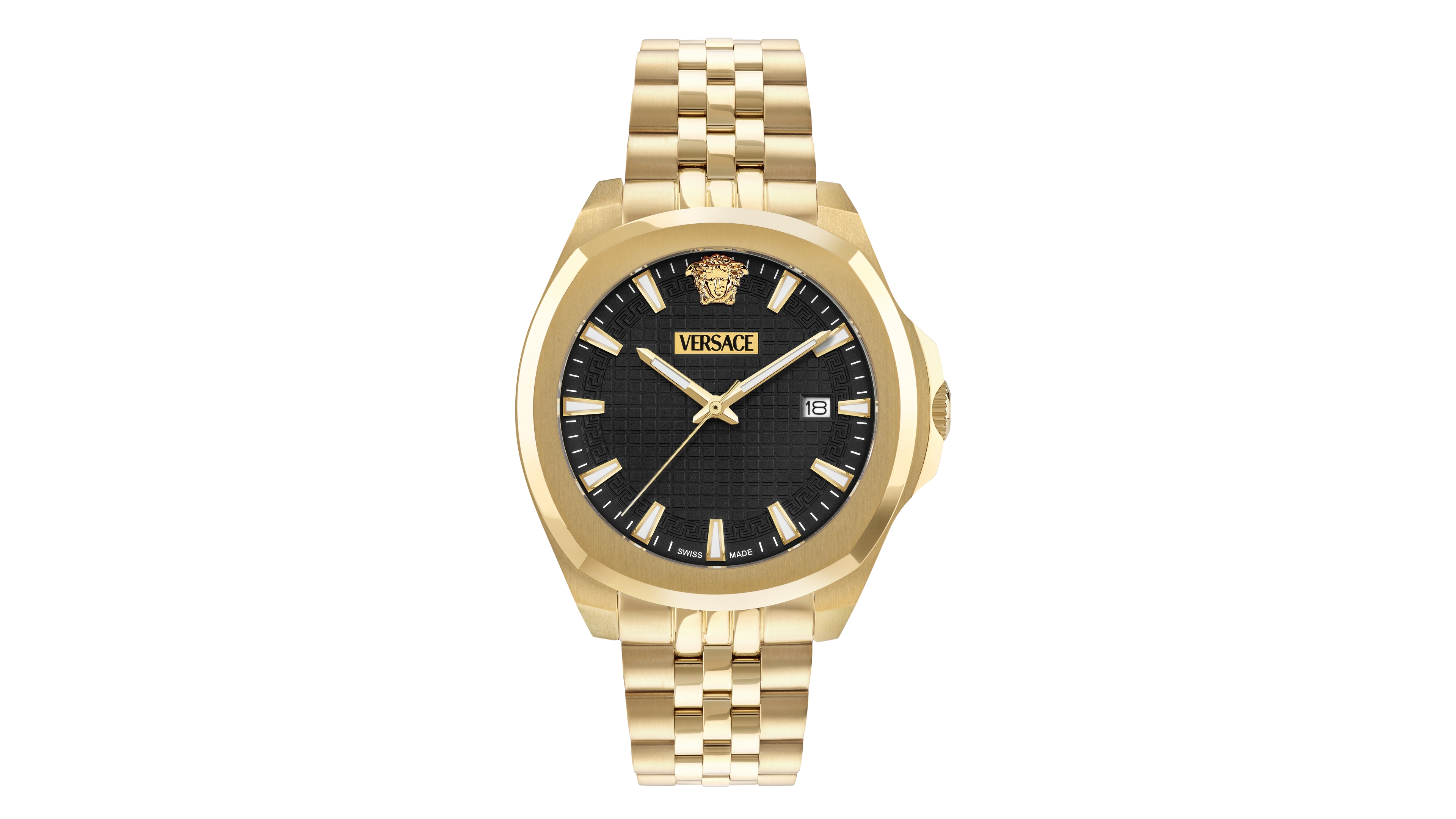 Versace Men's Luxury Ip Yellow Gold Stainless Steel Bracelet Watch, 42mm