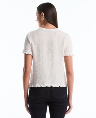 Petite Puckered Ruffle Short-Sleeve Top