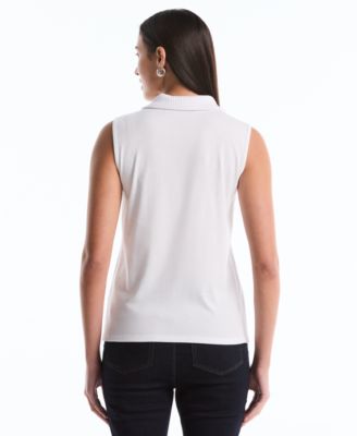 Petite Sleeveless Polo Top