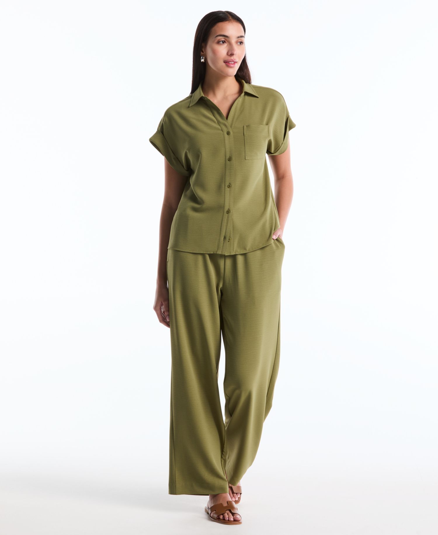 Petite Drawstring Wide-Leg Pants