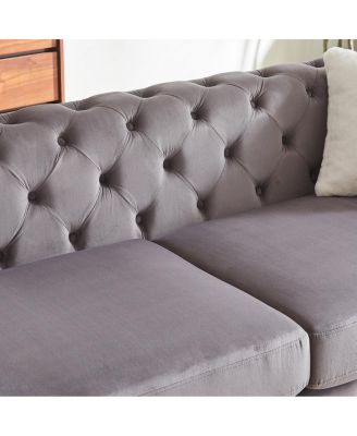  82.5" Deluxe Velvet Sofa with Tufted Buttons, 2 Pillows & Metal Feet