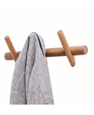Beech Wood Wall Hooks for Coats, Hats, Scarves - Durable, Easy Install