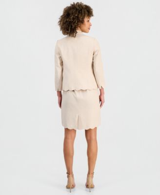 Women's Scalloped-Hem Shawl-Collar Jacket &  Scalloped-Hem Sheath Dress