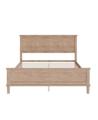 Mid-Century Wood Platform Bed with Headboard - Full Size, Seadrift