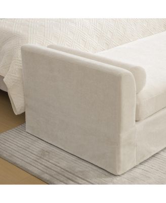 Streamdale Modern Chenille Chaise Lounge Couch with Armrests and Bolster Pillows - Beige